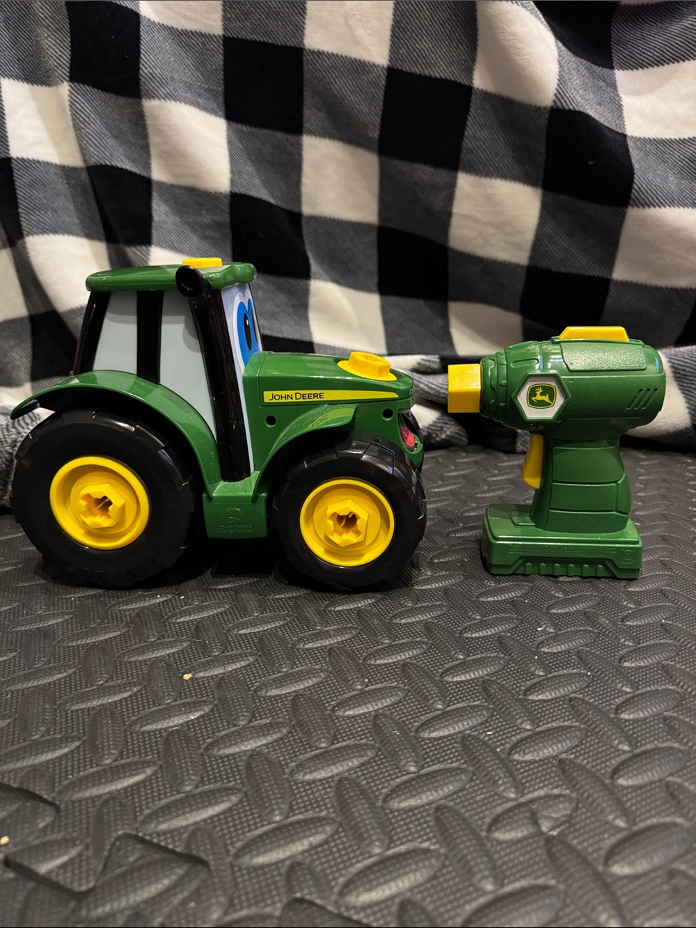 John Deere Green and Yellow Play Tractor with Matching Drill